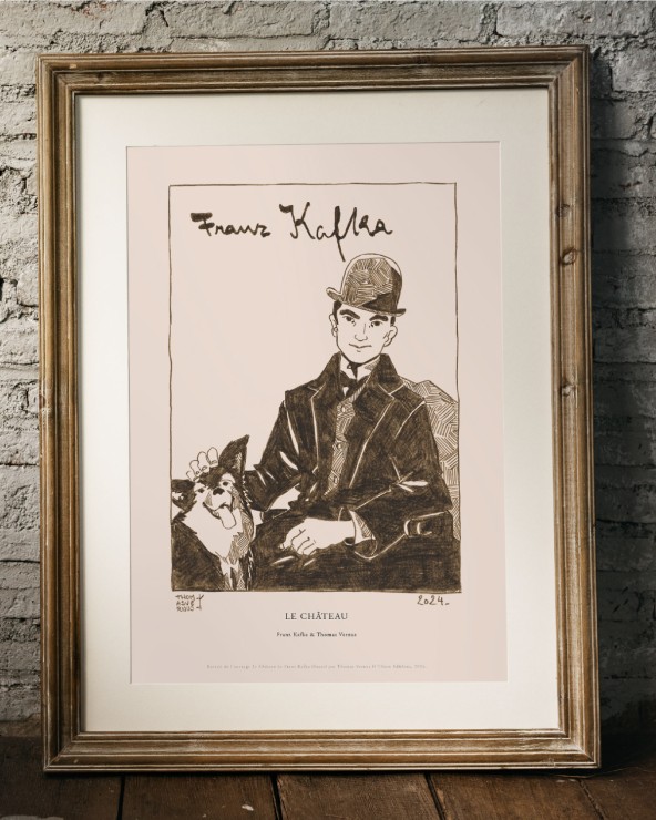 Affiche Portrait de Franz Kafka et son chien par Thomas Vernus