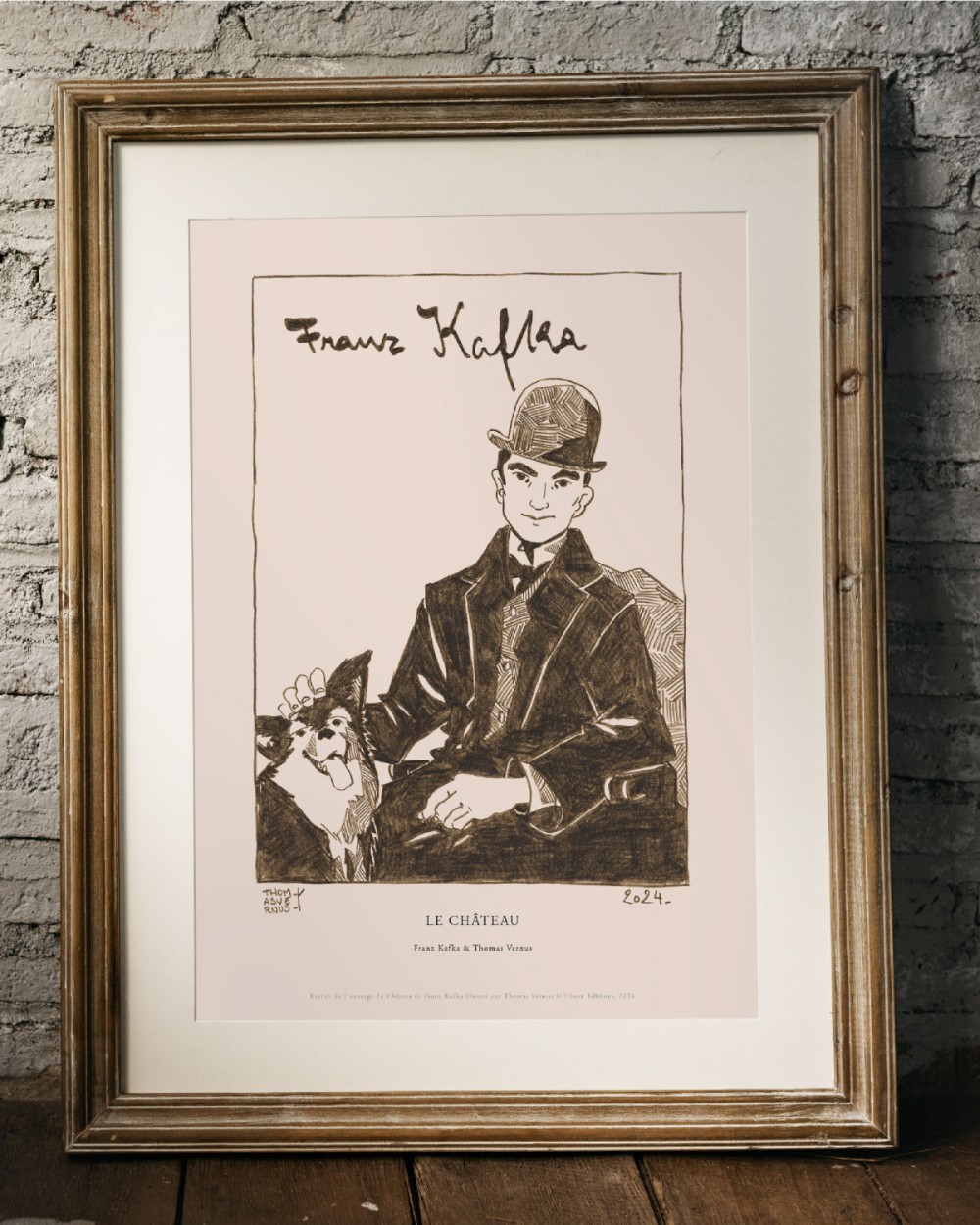 Affiche Portrait de Franz Kafka et son chien par Thomas Vernus